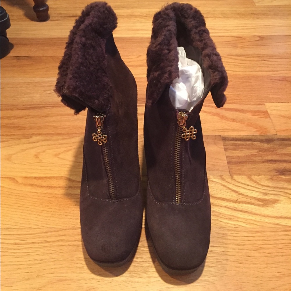Diane Von Furstenberg Brown Wedge Booties